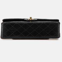 Pre Owned Chanel Black Medium Classic Lambskin Double Flap
