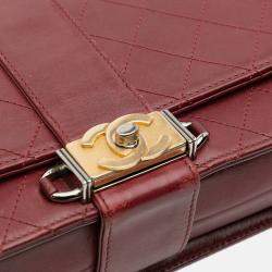 Pre Owned Chanel Red CC Stitched Calfskin Chain Flap