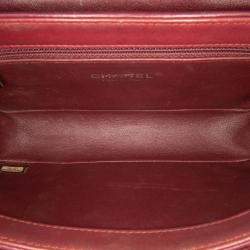 Pre Owned Chanel Red CC Stitched Calfskin Chain Flap