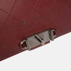 Pre Owned Chanel Red CC Stitched Calfskin Chain Flap