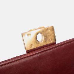 Pre Owned Chanel Red CC Stitched Calfskin Chain Flap