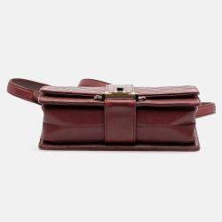 Pre Owned Chanel Red CC Stitched Calfskin Chain Flap