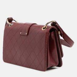 Pre Owned Chanel Red CC Stitched Calfskin Chain Flap