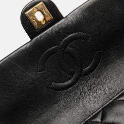 Pre Owned Chanel Black Mini Square Quilted Lambskin Single Flap