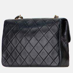 Pre Owned Chanel Black Mini Square Quilted Lambskin Single Flap