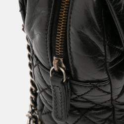 Pre Owned Chanel Black Jumbo Quilted Aged Calfskin Portobello Flap