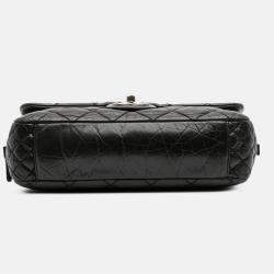 Pre Owned Chanel Black Jumbo Quilted Aged Calfskin Portobello Flap