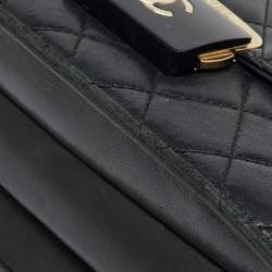 Pre Owned Chanel Black Quilted Leather Beauty Lock Flap Bag