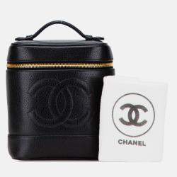 Pre Owned Chanel Black CC Caviar Vanity Case