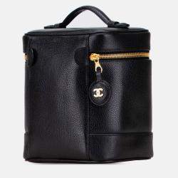 Pre Owned Chanel Black CC Caviar Vanity Case