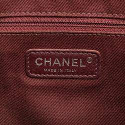 Pre Owned حقيبة يد شانيل أسود ثنائي اللون جلد عجل مبطن صغير مطلي لامع