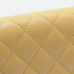 Pre Owned Chanel Yellow Quilted Lambskin Side Packs Flap