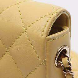 Pre Owned Chanel Yellow Quilted Lambskin Side Packs Flap