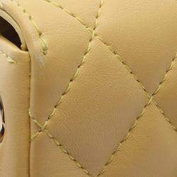 Pre Owned Chanel Yellow Quilted Lambskin Side Packs Flap