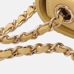 Pre Owned Chanel Yellow Quilted Lambskin Side Packs Flap