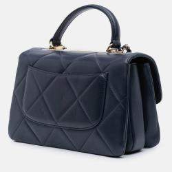 Pre Owned Chanel Black Medium Lambskin Trendy CC Top Handle Bag