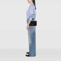 Pre Owned Chanel Black Medium Lambskin Diana Flap
