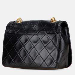 Pre Owned Chanel Black CC Quilted Lambskin Bijoux Chain Curved Full Flap