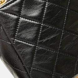 Pre Owned Chanel Black CC Quilted Lambskin Bijoux Chain Curved Full Flap