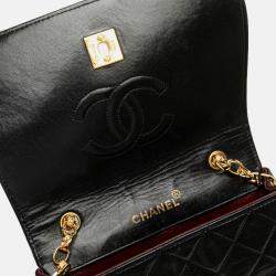Pre Owned Chanel Black CC Quilted Lambskin Bijoux Chain Curved Full Flap