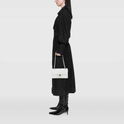 Pre Owned Chanel White Small Classic Lambskin Double Flap