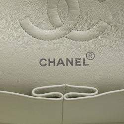Pre Owned Chanel White Small Classic Lambskin Double Flap