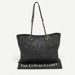 Pre Owned Chanel Black Fabric and Straw Medium Deauville Tote