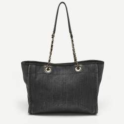Pre Owned Chanel Black Fabric and Straw Medium Deauville Tote