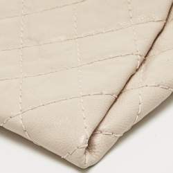 Pre Owned Chanel Light Pink Quilted Aged Leather Coco Pleats Clutch
