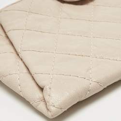 Pre Owned Chanel Light Pink Quilted Aged Leather Coco Pleats Clutch