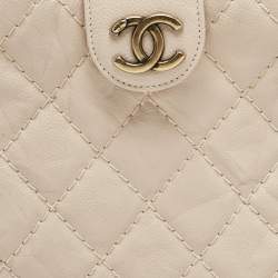 Pre Owned Chanel Light Pink Quilted Aged Leather Coco Pleats Clutch