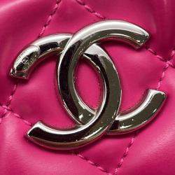 Pre Owned Chanel Cocorain Pink Rubberised Calfskin Chain Shoulder Bag