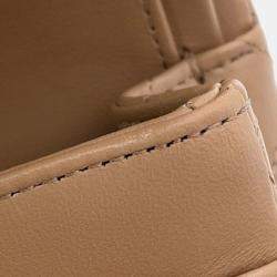 Pre Owned Chanel Classic Double Flap Small Beige Lambskin Chain Shoulder Bag