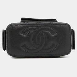 Pre Owned Chanel Vanity Black Caviar Leather Chain Vanity Bag