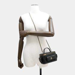 Pre Owned Chanel Vanity Black Caviar Leather Chain Vanity Bag