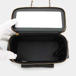 Pre Owned Chanel Vanity Black Caviar Leather Chain Vanity Bag