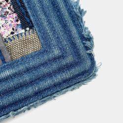 Pre Owned Chanel Boy Patchwork Blue Denim Chain Shoulder Bag