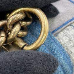 Pre Owned Chanel Boy Patchwork Blue Denim Chain Shoulder Bag