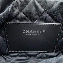 Pre Owned Chanel 22 Mini Black Shiny Calfskin Chain Shoulder Bag