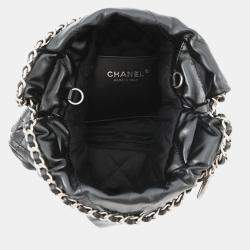 Pre Owned Chanel 22 Mini Black Shiny Calfskin Chain Shoulder Bag