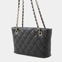 Pre Owned Chanel Timeless Classics Black Caviar Leather Chain Clutch Bag