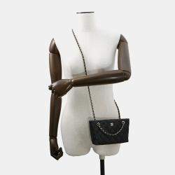 Pre Owned Chanel Timeless Classics Black Caviar Leather Chain Clutch Bag