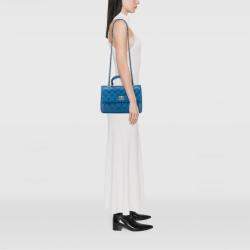 Pre Owned Chanel Blue Medium Lambskin Trendy CC Top Handle Bag