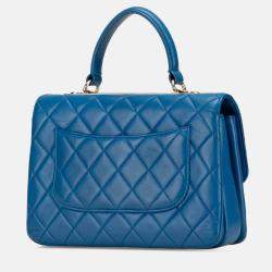 Pre Owned Chanel Blue Medium Lambskin Trendy CC Top Handle Bag