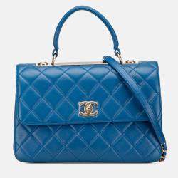 Pre Owned Chanel Blue Medium Lambskin Trendy CC Top Handle Bag