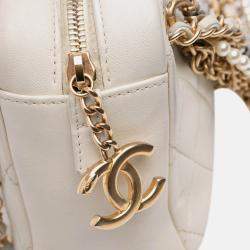 Pre Owned Chanel White Quilted Lambskin All About Chains Camera Bag
