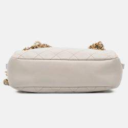 Pre Owned Chanel White Quilted Lambskin All About Chains Camera Bag