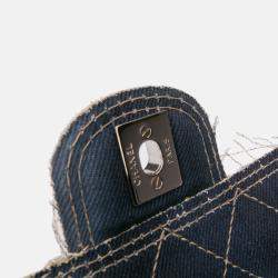 Pre Owned Chanel Blue Paris Dubai Medium Quilted Denim Pompom Flap