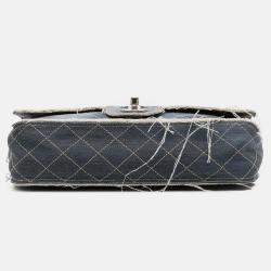 Pre Owned Chanel Blue Paris Dubai Medium Quilted Denim Pompom Flap