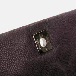 Pre Owned Chanel Purple Quilted Iridescent Caviar Lady Pearly Flap Bag